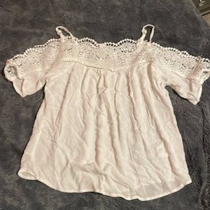 Women’s size XS, white, thin material w/ lacy edge